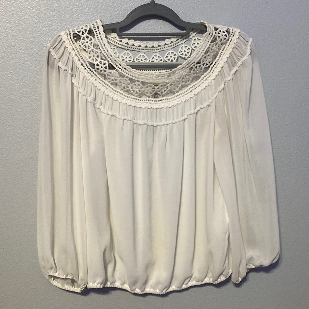 Sophie Max, egg shell colored, blouse, medium
